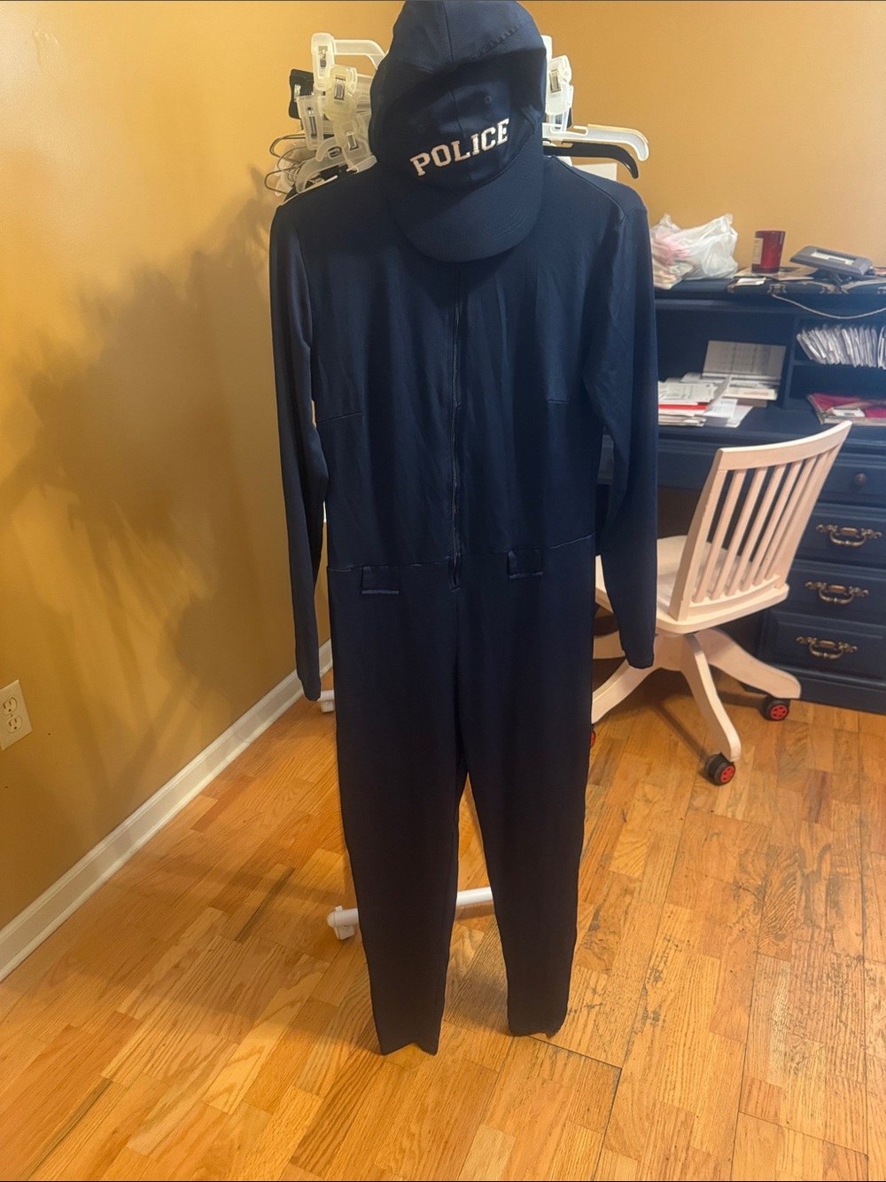 Police Navy Blue Hooded Full-Zip Men's Jumpsuit